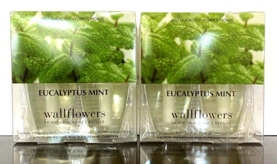 Bath & Body Works (2) EUCALYPTUS MINT Double Wallflower Refill Packs 4 Bulbs