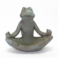 Frosch Yoga Figur antik grau 36cm Lotussitz Dekoration Deko Garten Meditation