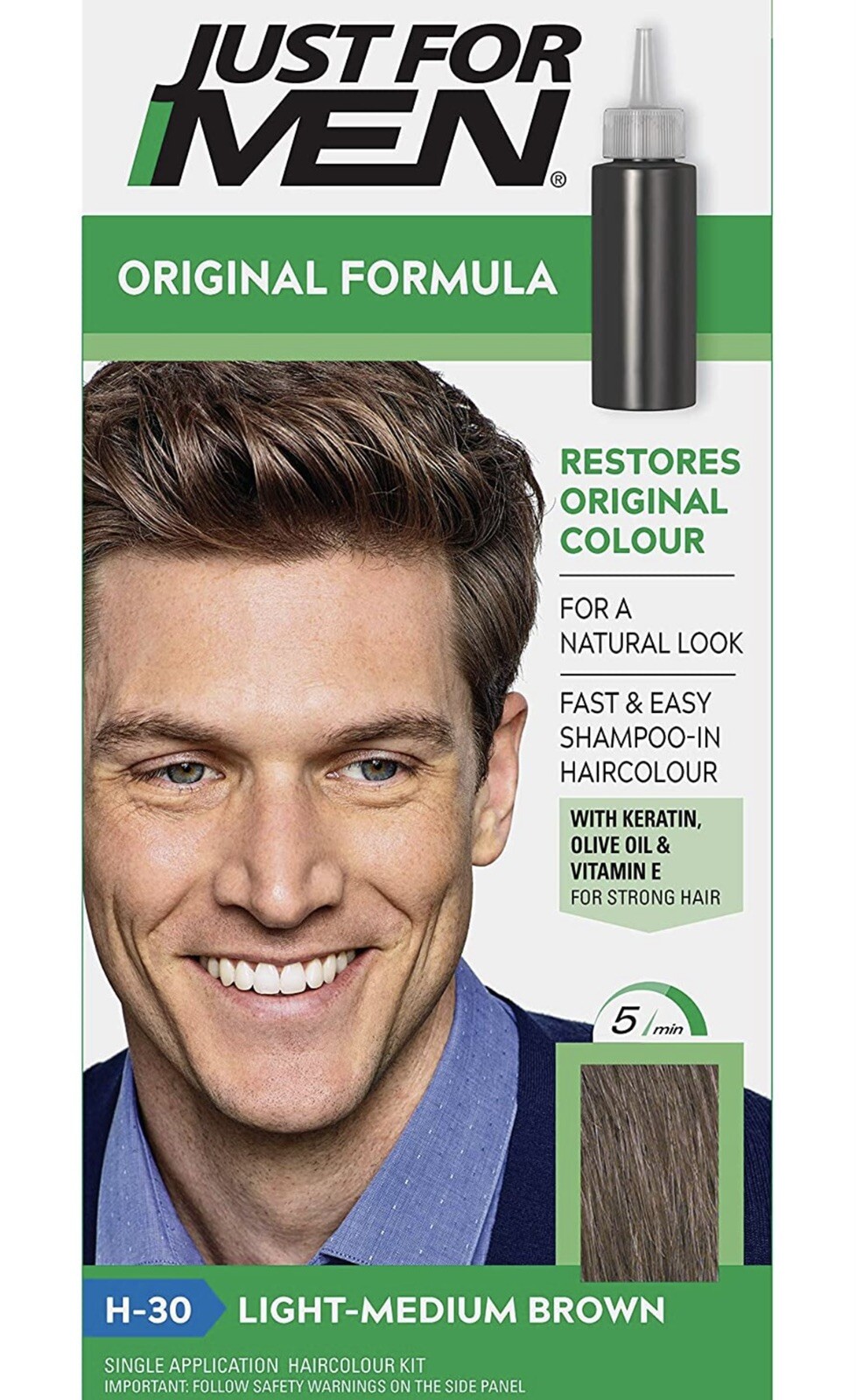 Coloration cheveux homme châtain moyen H30 double pack contre les reflets blancs pressés