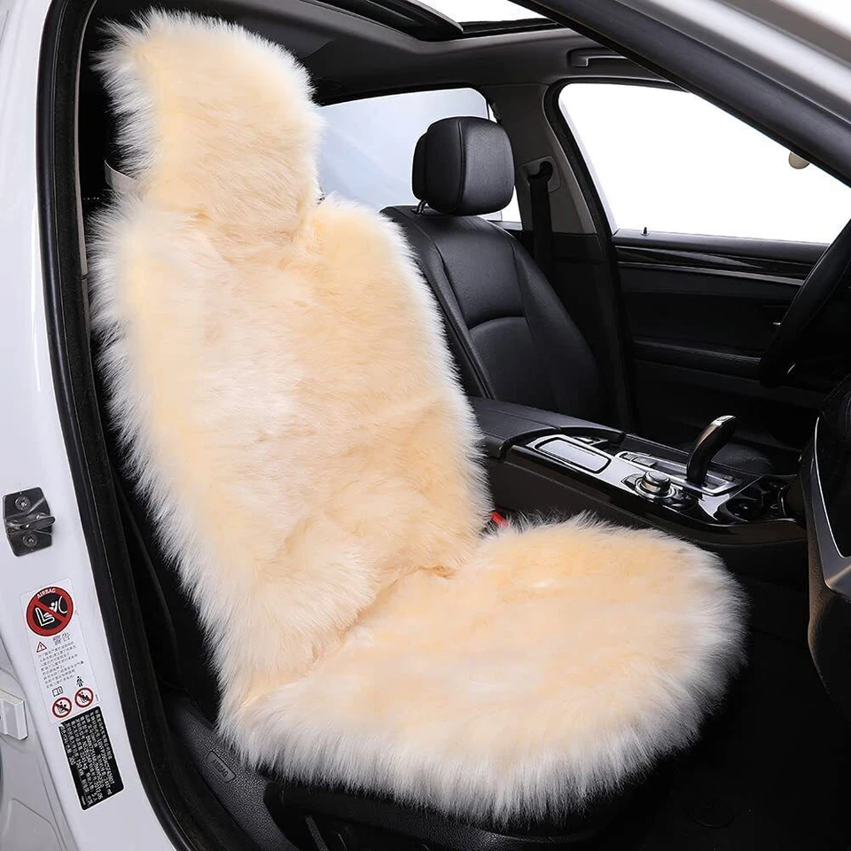 1PC Faux Sheepskin Fur Car Seat Cover Soft Warm Plush Full car Front seat Case - Image 4 of 4