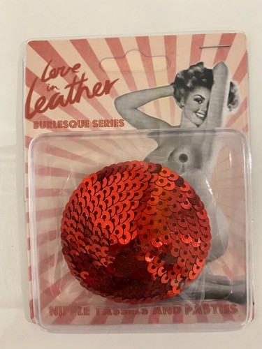 Love in Leather Nipple Pasties Tassels & Sequins Nipple Cover Self Adhesive, NIB - Picture 3 of 38
