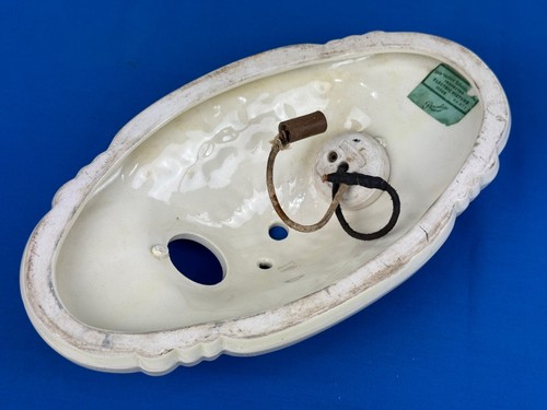 C.1935 Porcelier Light Fixture, Flush Mount, No Chips, Original Label & Colors - Picture 9 of 13