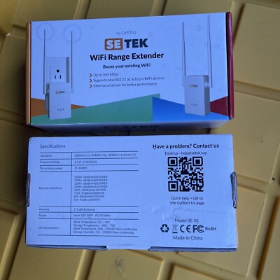 SETEK WiFi Range Extender Signal Booster Long Range Coverage, Wireless (2 Pack)