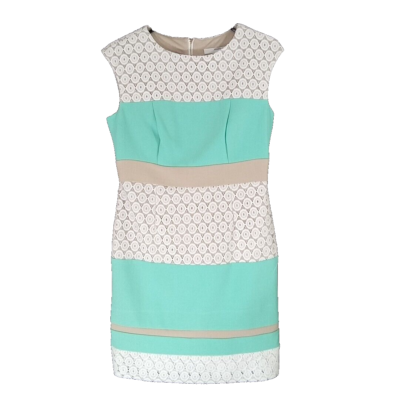 mint green work dress Studio One NY Size 4P Ivory Lace Lined Zip Cocktail Party Made of 97% polyester