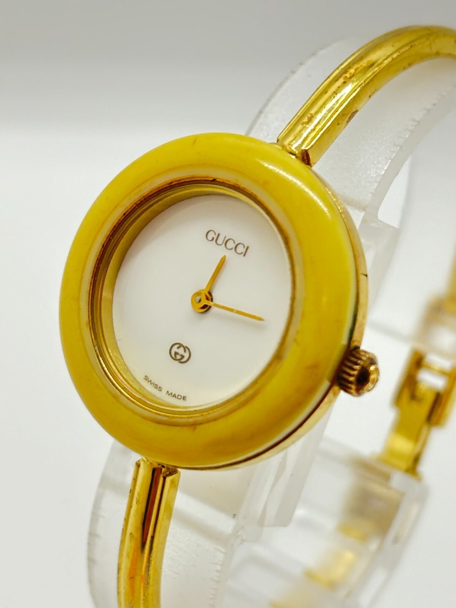 Exc 5 GUCCI Change Bezel Dial 1100L Watch Gold Bracelet
