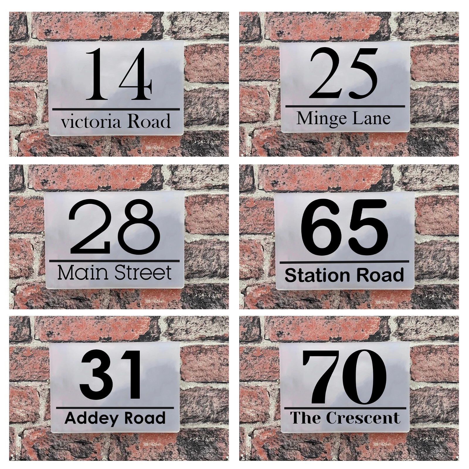 PERSONALISED MODERN DOOR NUMBER PLAQUE HOUSE SIGN FROSTED ACRYLIC HOUSE