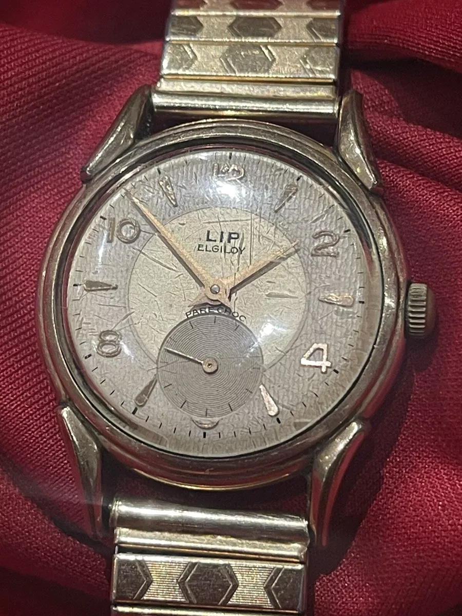 Ancienne Belle Montre LIP ELGILOY Plaqu Or 40 microns