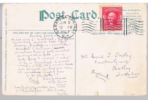 AMERICAN POSTCARD ST CHRISTIANA SCHOOL SARATOGA SPRINGS NY 1907- BATLEY ENGLAND - Picture 2 of 2