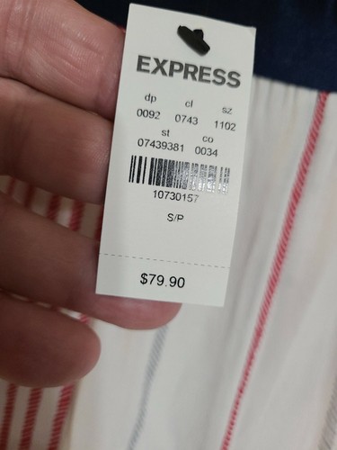 NWT EXPRESS Women's Small Petite Wide Leg Med Rise Striped PANTS NEW - Picture 5 of 10