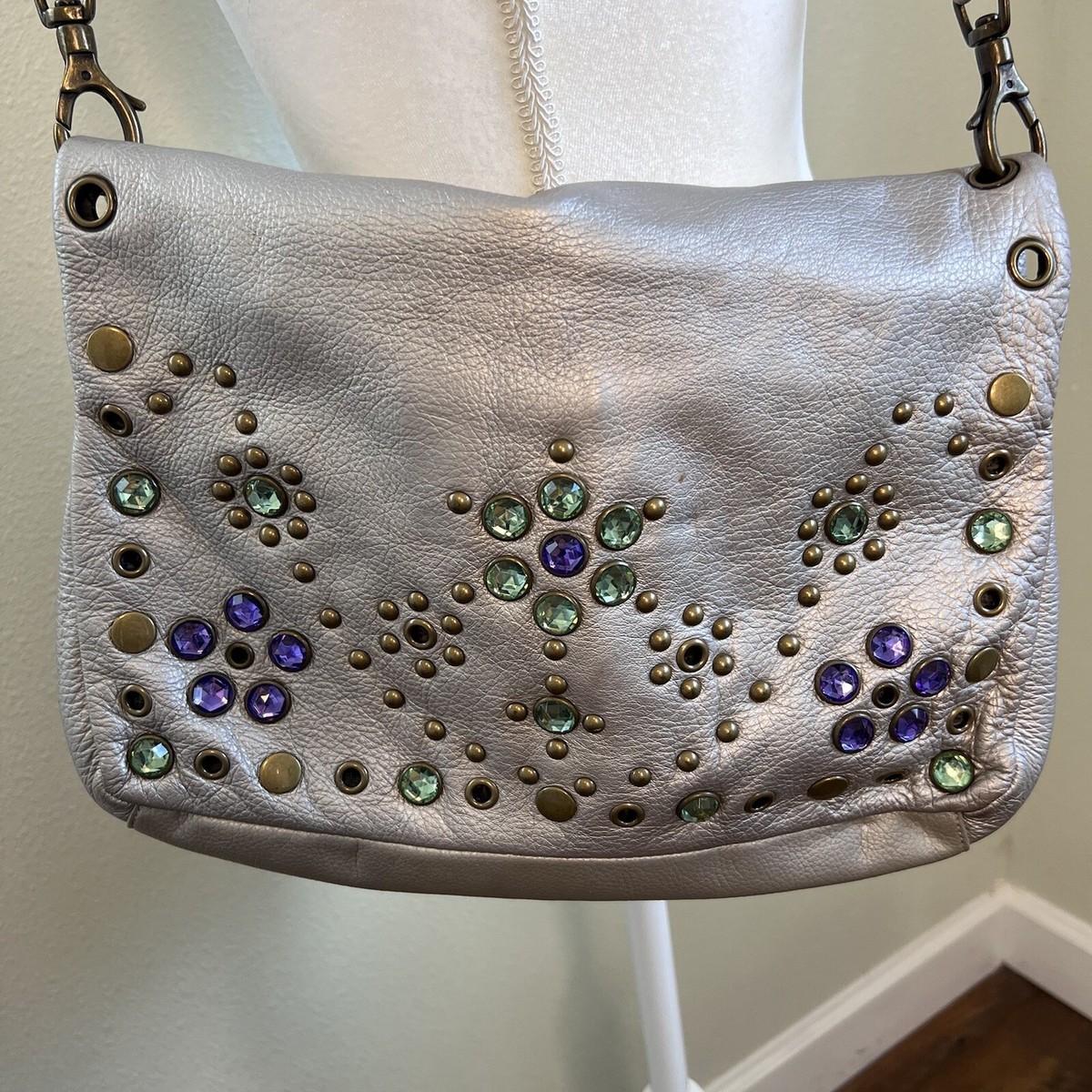Steve Madden Silver Studded Leather Crossbody Bag Y2K  display picture 1
