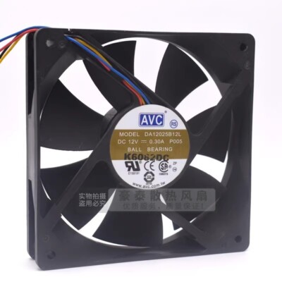 AVC DA12025B12L 12025 DC12V 0.30A 12CM 4-Wire PWM Dual Ball Cooling Fan ...