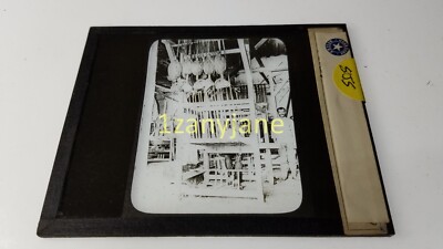 SJS Glass Magic Lantern Slide Photo MAN STANDING BY MACHINERY