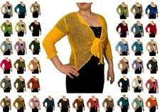 Womens Open Front Tie Up Shrug Ladies Knitted Cropped Bolero Short Cardigan Top