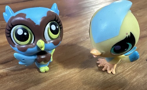 Littlest Pet Shop LPS Blue Owl Bird 3652 Yellow Canary Figures Lot Of 2 Birds - Picture 2 of 15