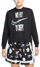 Nike Dri-FIT Swoosh Fly Boxy Sweatshirt Black Women's Size Medium DX0726-010