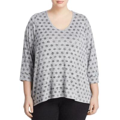 Cupio Womens Plus Size 2X Gray Polka Dot 3/4 Sleeves Knit Top Shirt NWT | eBay