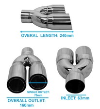 UNIVERSAL STAINLESS STEEL TWIN STAGGERED SLASH CUT EXHAUST 3 INCH TAIL PIPE