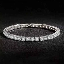 Real Moissanite Tennis Bracelet for Women 925 Sterling Silver Wedding Jewelry !