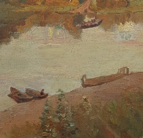 Kopie von Levitan’s Evening Bells, Vintage Ölgemälde, Herbst Flusslandschaft - Bild 5 von 14