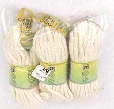 Pepperell Cotton Craft Cord Lot of 3 Skeins Natural Dyeable Fiber 50ft Each New
