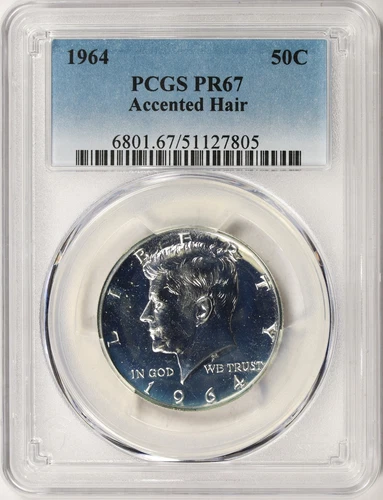 1964 50c Accented Hair Kennedy Silver Half Dollar PCGS PR67