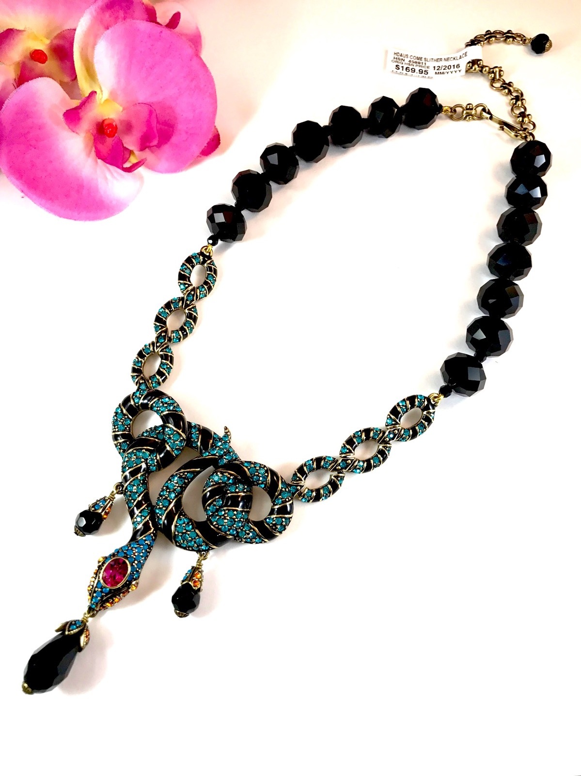 RARE SOLD OUT NIB HEIDI DAUS BLUE RHINESTONE COME SLITHER NECKLACE BRACELET SET image 5