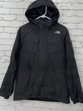 Womens The North Face Black Hyvent Jacket Coat Hood Sz Med EUC