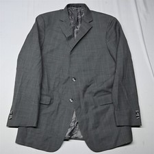 Hart Schaffner Marx 46R Gray Windowpane Chicago USA Blazer Jacket Sport Coat