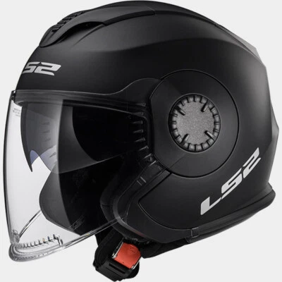 CASCO JET LS2 OF570 VERSO SOLID MATT BLACK NERO OPACO DOPPIA VISIERA MOTO