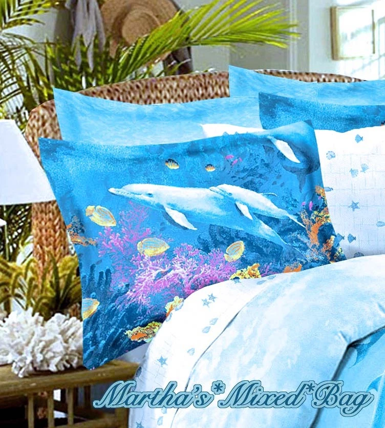 Комплект постельного белья, накидки, юбки и простыней Tropical Coastal Beach Ocean Blue DOLPHIN - Изображение 3 из 4