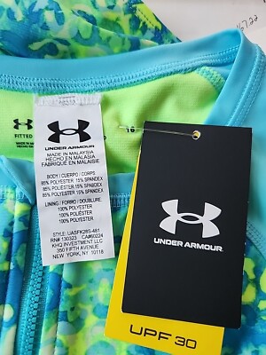 Under Armour Shadow Cheetah Paddleboard Swimsuit Girls 16 Blue