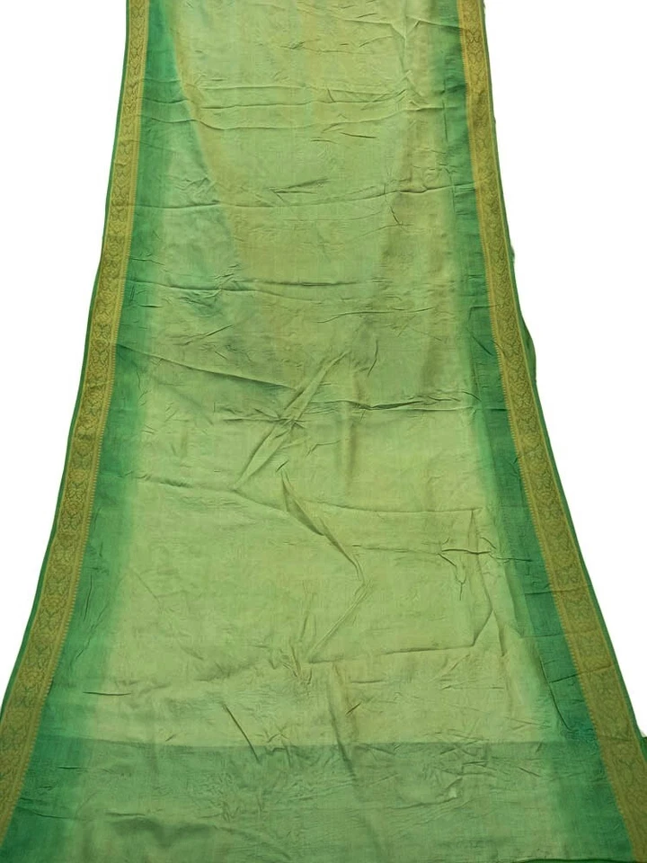 Pure Silk Saree Tussar Sari 100% Silk Vintage Indian Fabric Recycled TSS2961 - Image 2 of 4