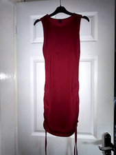 Pre-owned Shein Red Ruched up the side Knee Length Dress UK 6 