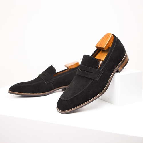 Korean Style Mens Slip On Loafers Real Suede Leather Flats Casual Business Shoes - Picture 18 of 27