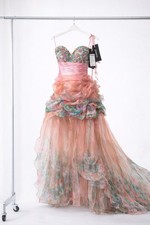 Jovani Floral Ruffle High Low Prom Dress Beaded Corset Pink Size 0