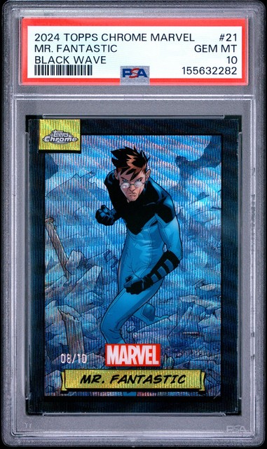 2024 Topps Chrome Marvel #21 Mr. FANTASTIC BLACK WAVE /10 PSA GEM MINT 10