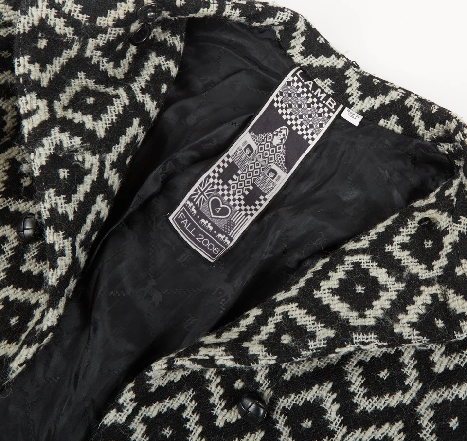 L.A.M.B. Abrigo de lana geométrico blanco y negro vintage Y2K de Gwen Stefani talla 4 Foto 2 de 4