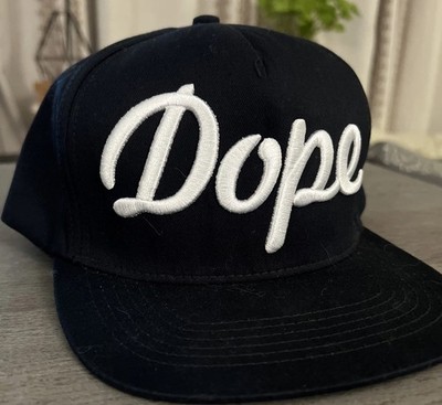 STAMPD Los Angeles DOPE Script Snapback Hat Cap Black White Streetwear Y2K 2010s