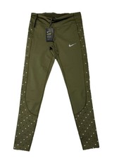 NWT Nike Women's Racer Flash Olive/Dots Graphic Reflective Tights (CJ5567-395) M
