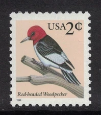 Scott 3032- Red Headed Woodpecker, Flora & Fauna- MNH 2c 1996- mint unused stamp