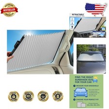 23 Windshield Sun Shade For Suvtruck - Retractable Uv Protection 23 Windshield Sun Shade For Suvtruck - Retractable Uv Protection