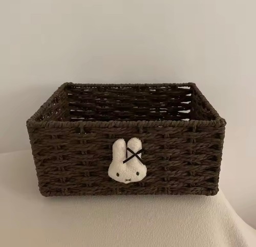 Backgrounds With Pattern Rabbit Miffy Rabbit Woven Storage Basket Large Capacity Desktop Organizer Cute ...