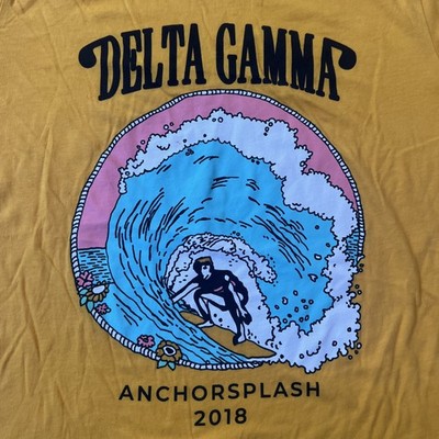UCLA Bruins Delta Gamma Sorority Anchor Splash 2018 Surfer Wave Shirt Small New