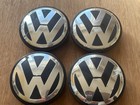 x4 Original Volkswagen Golf Passat 65mm Alloy Wheel Centre Caps Set Pre 2013