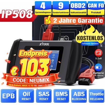 XTOOL IP508 KFZ OBD2 Diagnosegerät 9 Services 4 System CAN FD 32GB TPMS SAS ABS