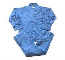 Vtg New Pleetway Mens Size C - Large Blue Two-Piece Pajama Set Long Sleeve NOS