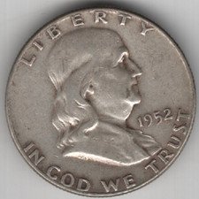 1952 P FRANKLIN HALF DOLLAR 90% SILVER 50¢ PHILADELPHIA UNITED STATES OF AMERICA