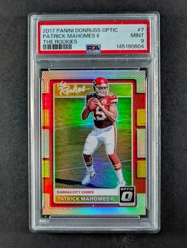 2017 Panini Donruss Optic PATRICK MAHOMES II The Rookies RC Holo Prizm #7 PSA 9