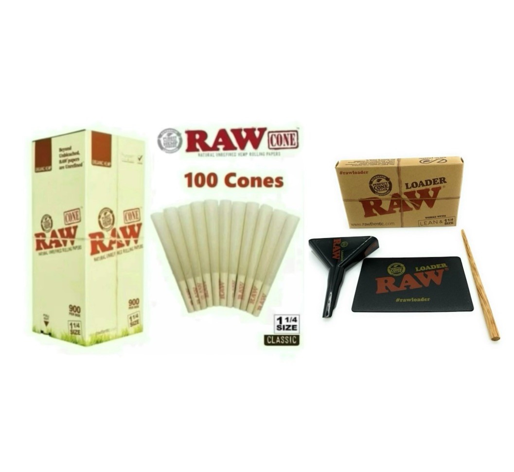 RAW ORGANIC 1 1/4 size pre rolled cone AHTHENTIC  + raw 1/4 