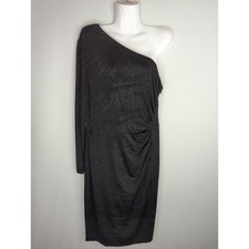 Maggy London Women's Glitter One Shoulder Midi Bodycon Dress Black Size 16 NWT